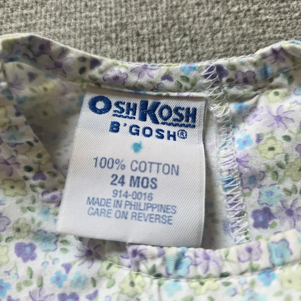 Girls Floral 24 Months Dress Purple Blue Ruffle Hem 24 Months OshKosh Bgosh